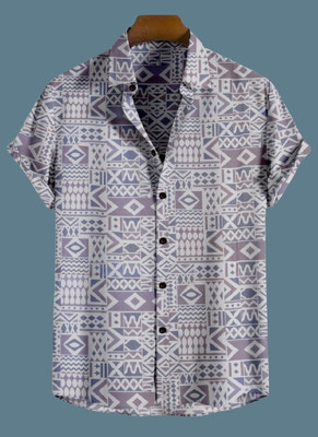 StellLIFESTYLE Trend Men Printed Casual Grey, White Shirt