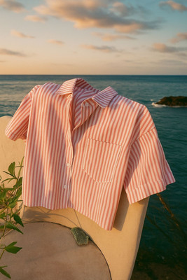 maddhesiya trading Women Solid Casual Pink, Blue Shirt(Pack of 2)