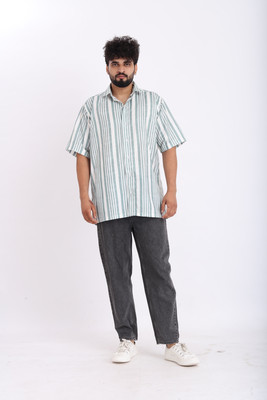 brown brothers Men Striped Casual White, Green Shirt