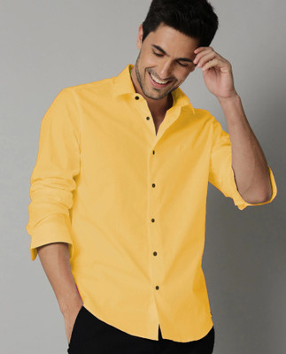 METRONAUT Men Solid Casual Yellow Shirt