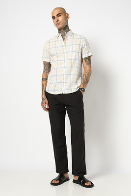 Blue Buddha Men Checkered Casual Grey Shirt