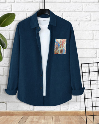 METRONAUT Men Solid Casual Blue Shirt