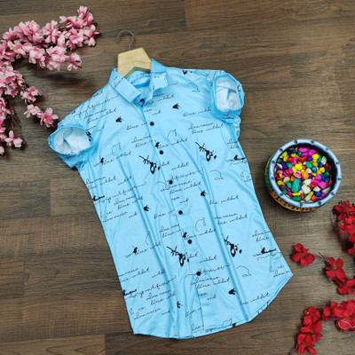 Varni Creation Men Printed Casual Blue Shirt