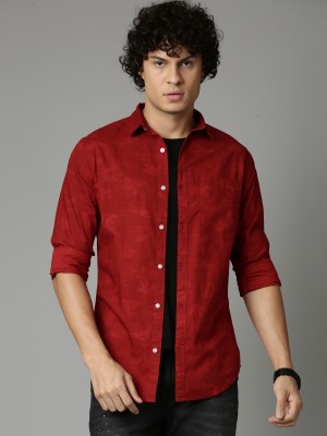 OOKO KAKA Men Solid Casual Red Shirt