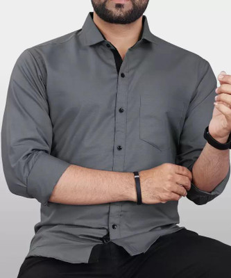 Jumii Enterprise Men Solid Formal Grey Shirt