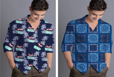 ROADRIVER Men Printed Casual Multicolor Shirt(Pack of 2)