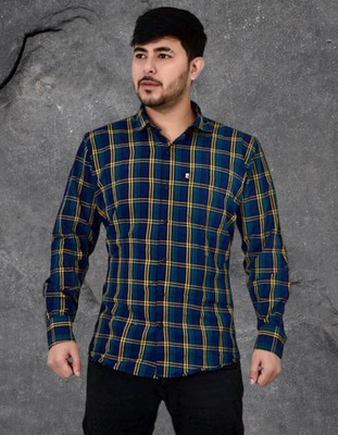 VK WINTER WEAR Men Striped Casual Dark Blue Shirt