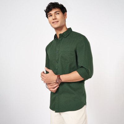 Byford by Pantaloons Men Solid Casual Green Shirt