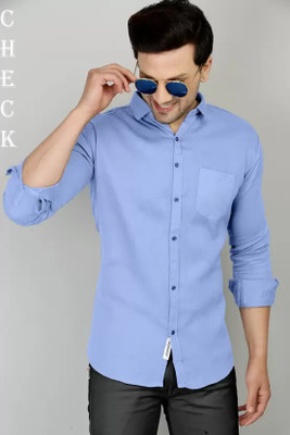 Havp K Square Enterprise Men Solid Casual Light Blue Shirt