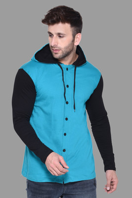 Trendfull Men Solid Casual Light Blue, Black Shirt