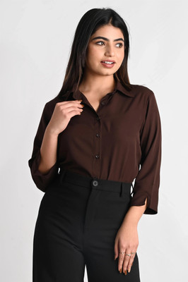 MAGHMA Women Solid Casual Brown Shirt