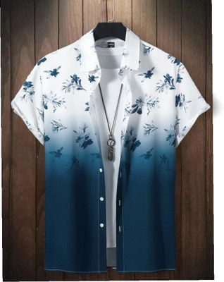 SANBROS Men Printed Casual Blue Shirt