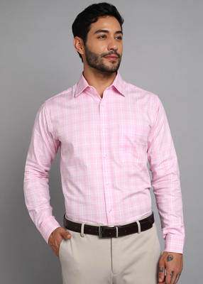 Raymond Men Checkered Formal Red Shirt