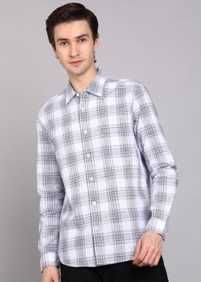 FLYING MACHINE Men Checkered Casual White Shirt
