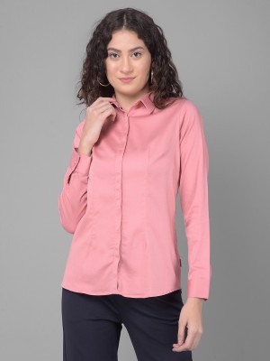 CRIMSOUNE CLUB Women Solid Casual Pink Shirt