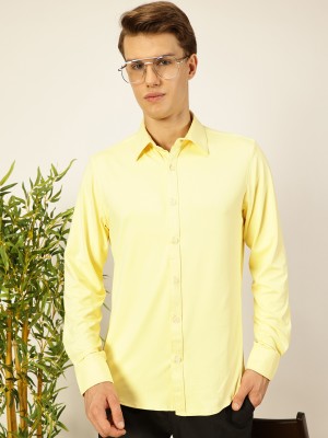 THOMAS SCOTT Men Solid Casual Yellow Shirt