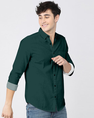Yaara fashion Men Solid Casual Dark Green Shirt