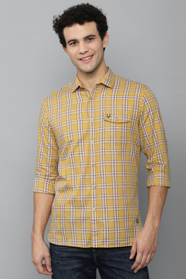 Allen Solly Men Checkered Casual Yellow Shirt