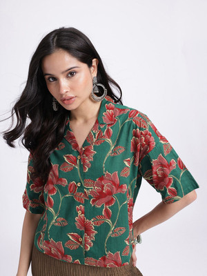 fusion by glitchez Women Printed Casual Green Shirt