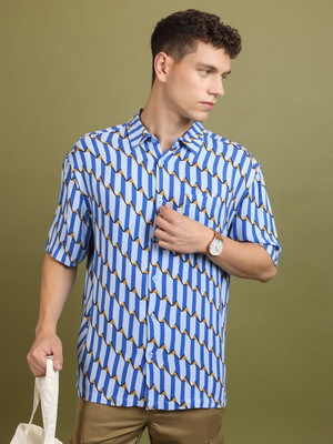 HIGHLANDER Men Printed Casual Blue, Yellow, Black Shirt
