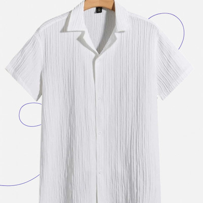 Looksky Men Self Design Casual White Shirt