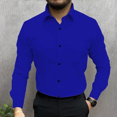 Vuon fab Men Solid Casual Blue Shirt