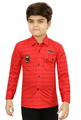 FASHION GRAB Boys Solid Casual Red Shirt