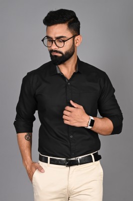 FUBAR Men Solid Formal Black Shirt