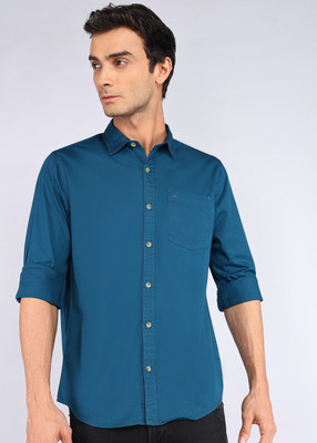 WROGN Men Solid Casual Blue Shirt