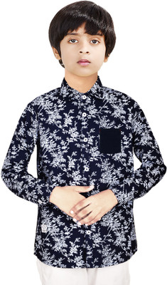 MADE IN THE SHADE Boys Self Design Casual Blue, White Shirt