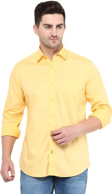 Greenfibre Men Solid Casual Yellow Shirt