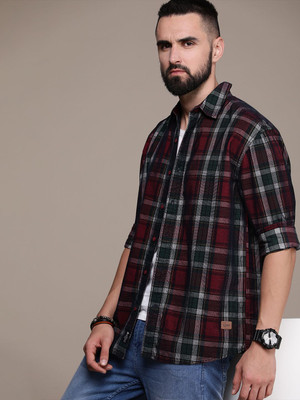 Roadster Men Checkered Casual Red Shirt