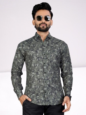 ALVIN ENTERPRISE Men Printed Formal Green Shirt