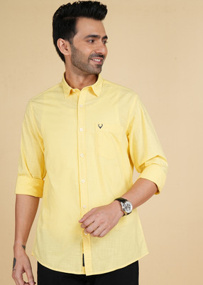 Allen Solly Men Solid Casual Yellow Shirt