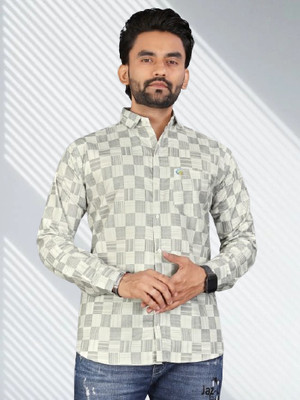Stellalifestyle Men Checkered Formal Gold Shirt