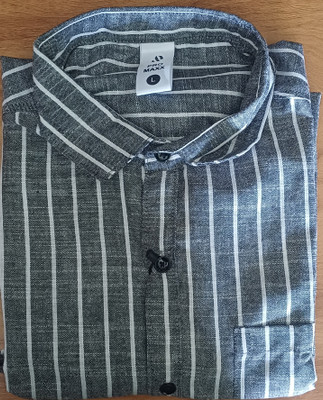 retrowear Men Striped Formal Grey Shirt