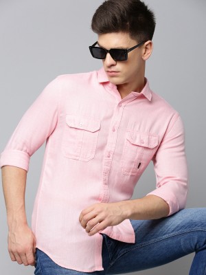 Showoff Men Self Design Casual Pink Shirt