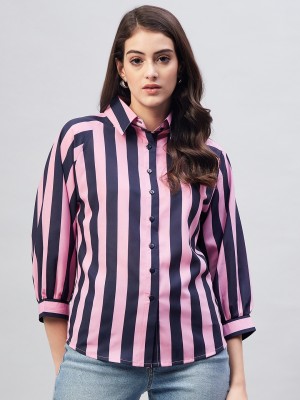 CARLTON LONDON Women Striped Casual Purple Shirt