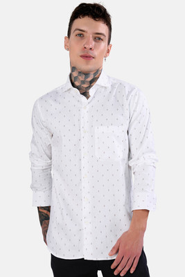 HOC Men Printed Casual White, Black Shirt
