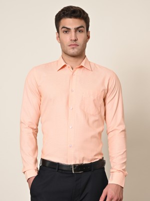 KILLER Men Checkered Formal Orange Shirt