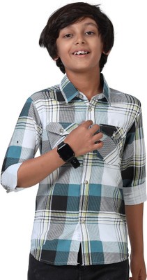 ROCKET SCIENCE Boys Checkered Casual Multicolor Shirt