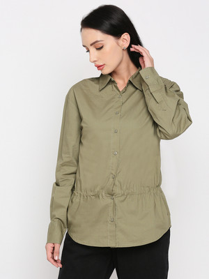 remanika Women Solid Casual Green Shirt