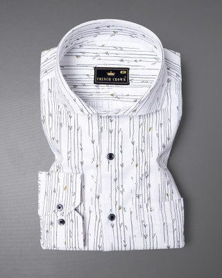 french crown Men Printed Casual White Shirt
