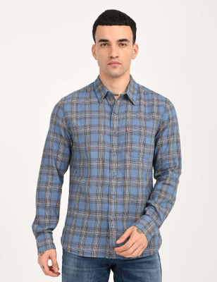 LEVI'S Men Checkered Casual Blue Shirt