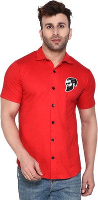 tfurnish Men Solid Casual Red Shirt