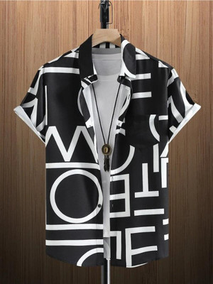 SEVENTEENSTITCH Men Printed Casual Black Shirt