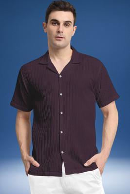 Dharamraj Fashion Men Self Design Casual Purple Shirt