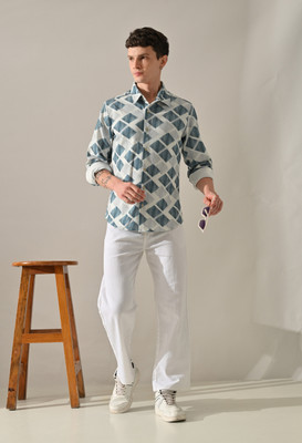 Brainbees Men Printed Casual Blue Shirt
