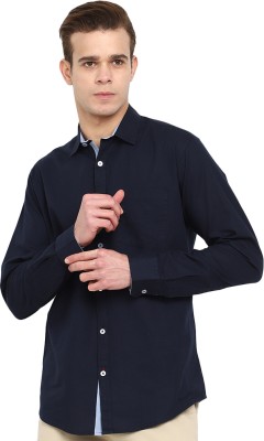 V-MART Men Solid Casual Dark Blue Shirt