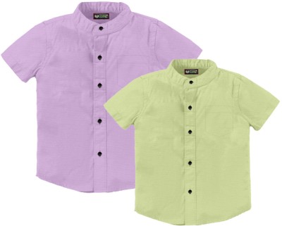 Cloud Kids Boys Solid Casual Green, Purple Shirt(Pack of 2)